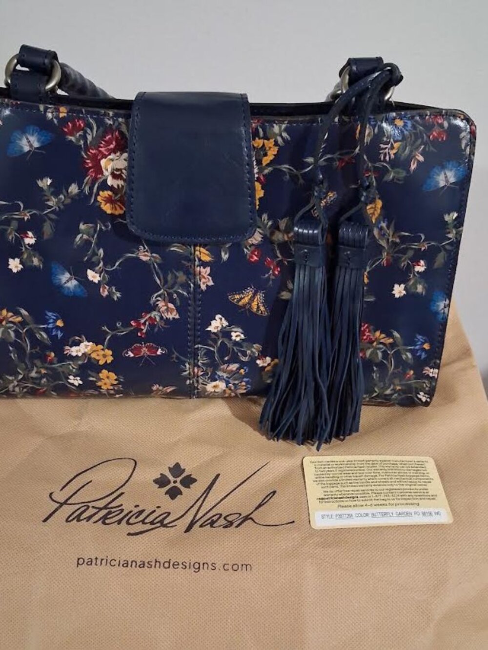 Patricia Nash Rienzo Satchel Leather Bag Butterfly Garden